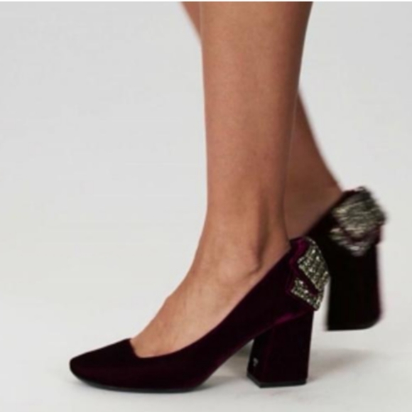 Tory burch black velvet rhinestone bow pump - Picture 2 of 5